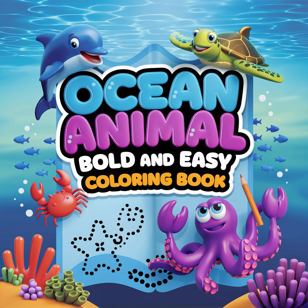 Cute Ocean Animals Coloring Book
