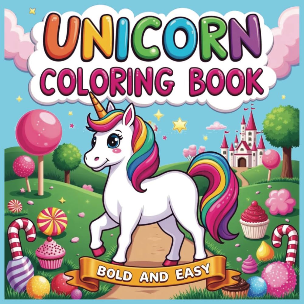 Adorable Unicorn Coloring Book Bold and Easy For Girls 4-8